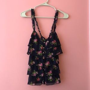 Hollister floral shirt with ruffles